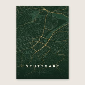 Stuttgart Stadtplan Poster · Neckar · Karte in 8 Farbwelten · Stadtkarte Wandbild Schwarzwald & Creme