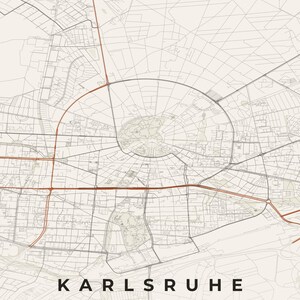 Póster del mapa de la ciudad de Karlsruhe · Baden · Mapa en 8 combinaciones de colores · Arte mural de mapas de ciudades Papier & Rost