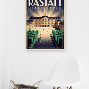 Rastatt Poster · Art déco · Mittelbaden · Retro Reiseplakat Schloss & Murg bild 5