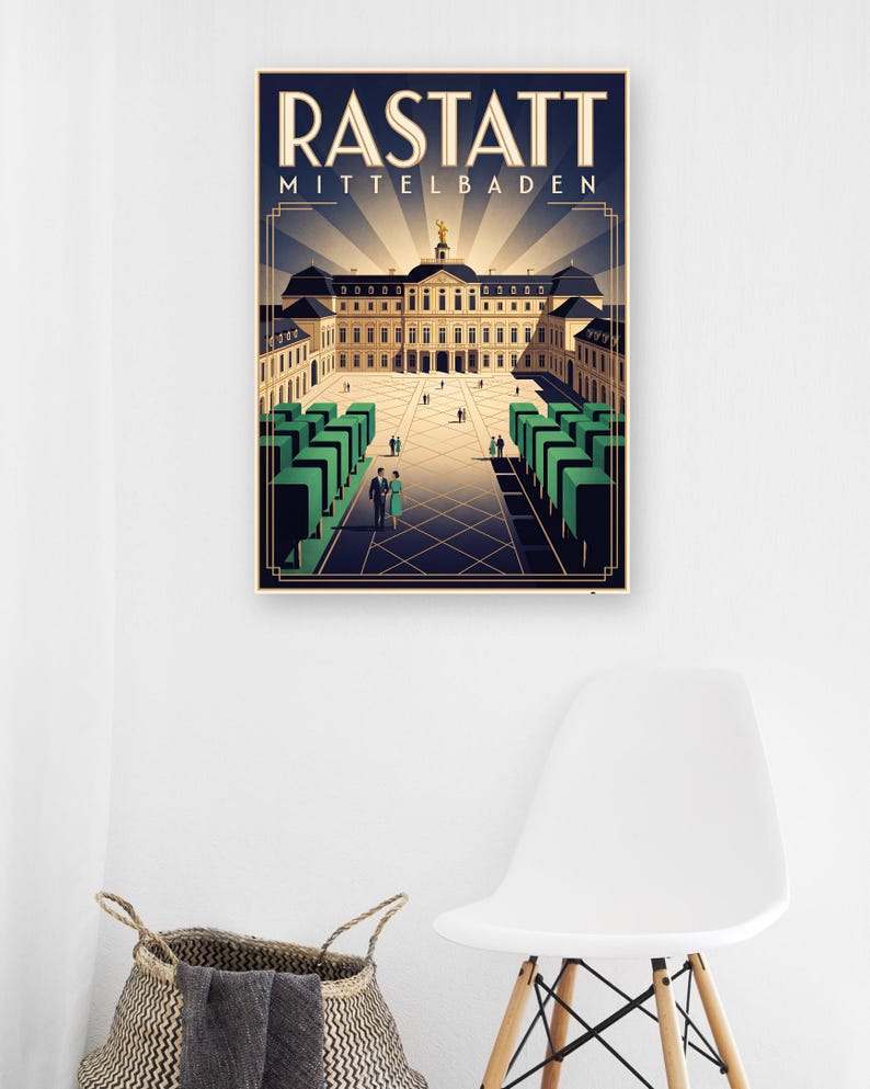 Rastatt Poster · Art déco · Mittelbaden · Retro Reiseplakat Schloss & Murg bild 5