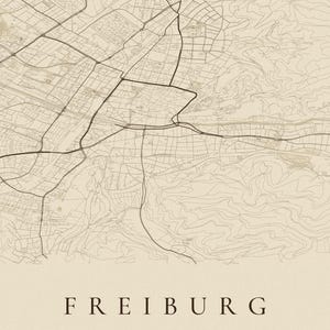 Carte de la ville de Fribourg-en-Brisgau · Carte déclinée en 8 couleurs · Décoration murale carte de ville Vintage Sepia