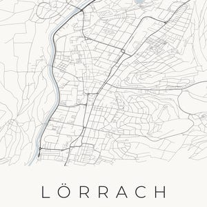 Lörrach City Map Poster · Wiesental · Map in 8 Color Schemes · City Map Wall Mural Classic Minimal