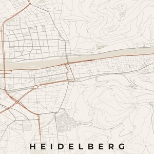 Affiche de la carte de la ville d'Heidelberg · Kurpfalz · Carte déclinée en 8 couleurs · Décoration murale de carte de la ville Papier & Rost