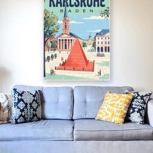 Karlsruhe Poster · Mid-Century · Baden · Retro Travel Poster Market Square & Castle image 3