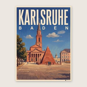 Karlsruhe Poster · Picturesque · Baden · Retro Travel Poster Market Square & Castle Marktplatz