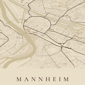 Mannheim Stadtplan Poster · Rhein-Neckar · Karte in 8 Farbwelten · Stadtkarte Wandbild Vintage Sepia