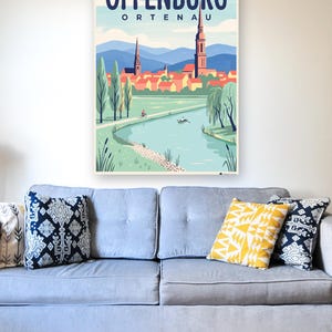 Offenburg Poster · Mid-Century · Ortenau · Retro Reiseplakat Marktplatz & Kinzig Bild 4