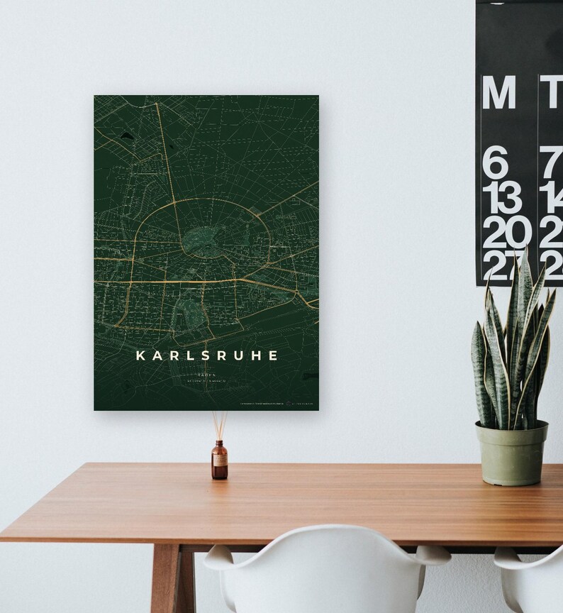Póster del mapa de la ciudad de Karlsruhe · Baden · Mapa en 8 combinaciones de colores · Arte mural de mapas de ciudades imagen 11