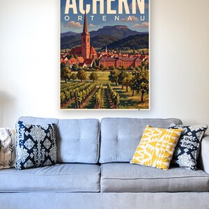 Achern Poster · Malerisch · Ortenau · Retro Reiseplakat Nikolauskapelle & Illenau 画像 4