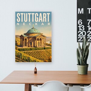 Stuttgart Poster · Malerisch · Neckar · Retro Reiseplakat Schlossplatz, Fernsehturm, Grabkapelle & Schillerplatz image 16