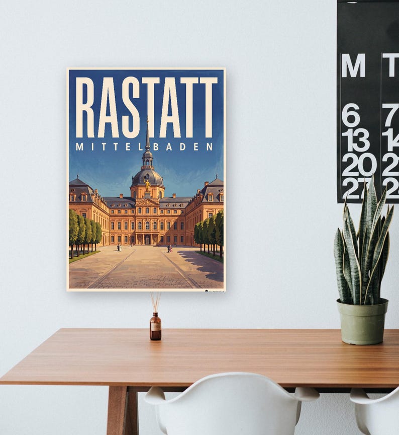 Rastatt Poster · Malerisch · Mittelbaden · Retro Reiseplakat Schloss & Murg image 7
