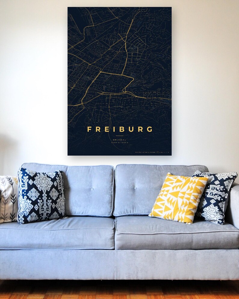 Carte de la ville de Fribourg-en-Brisgau · Carte déclinée en 8 couleurs · Décoration murale carte de ville image 9