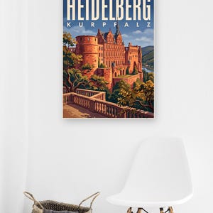 Heidelberg Poster · Picturesque · Palatinate · Retro Travel Poster Old Bridge & Castle image 6