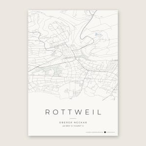 Rottweil Stadtplan Poster · Oberer Neckar · Karte in 8 Farbwelten · Stadtkarte Wandbild Classic Minimal
