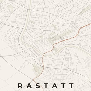 Rastatt Stadtplan Poster · Mittelbaden · Karte in 8 Farbwelten · Stadtkarte Wandbild Papier & Rost