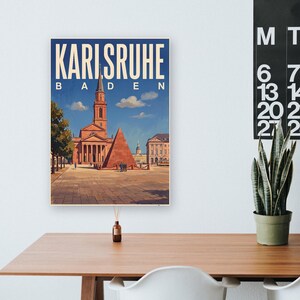 Karlsruhe Poster · Picturesque · Baden · Retro Travel Poster Market Square & Castle image 8