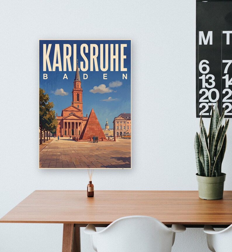 Karlsruhe Poster · Picturesque · Baden · Retro Travel Poster Market Square & Castle image 8