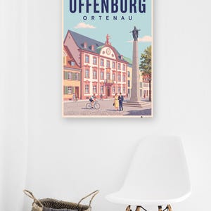 Offenburg Poster · Mid-Century · Ortenau · Retro Reiseplakat Marktplatz & Kinzig Bild 5