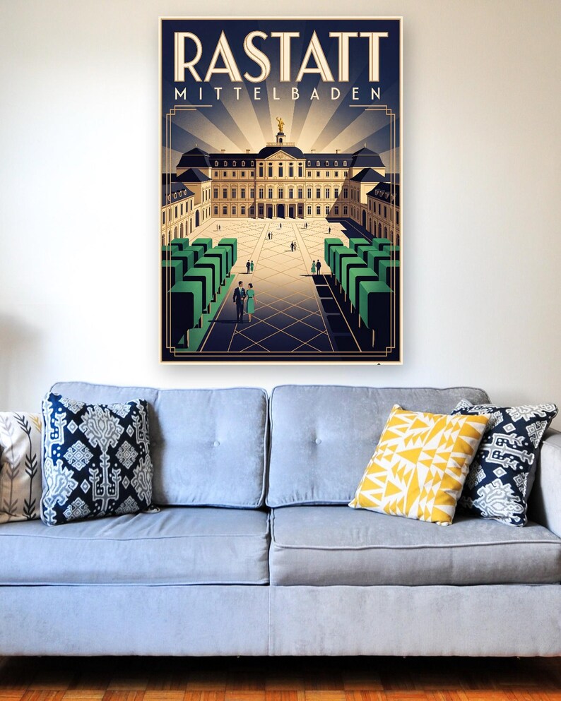 Rastatt Poster · Art déco · Mittelbaden · Retro Reiseplakat Schloss & Murg bild 3