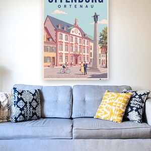Offenburg Poster · Mid-Century · Ortenau · Retro Reiseplakat Marktplatz & Kinzig Bild 3