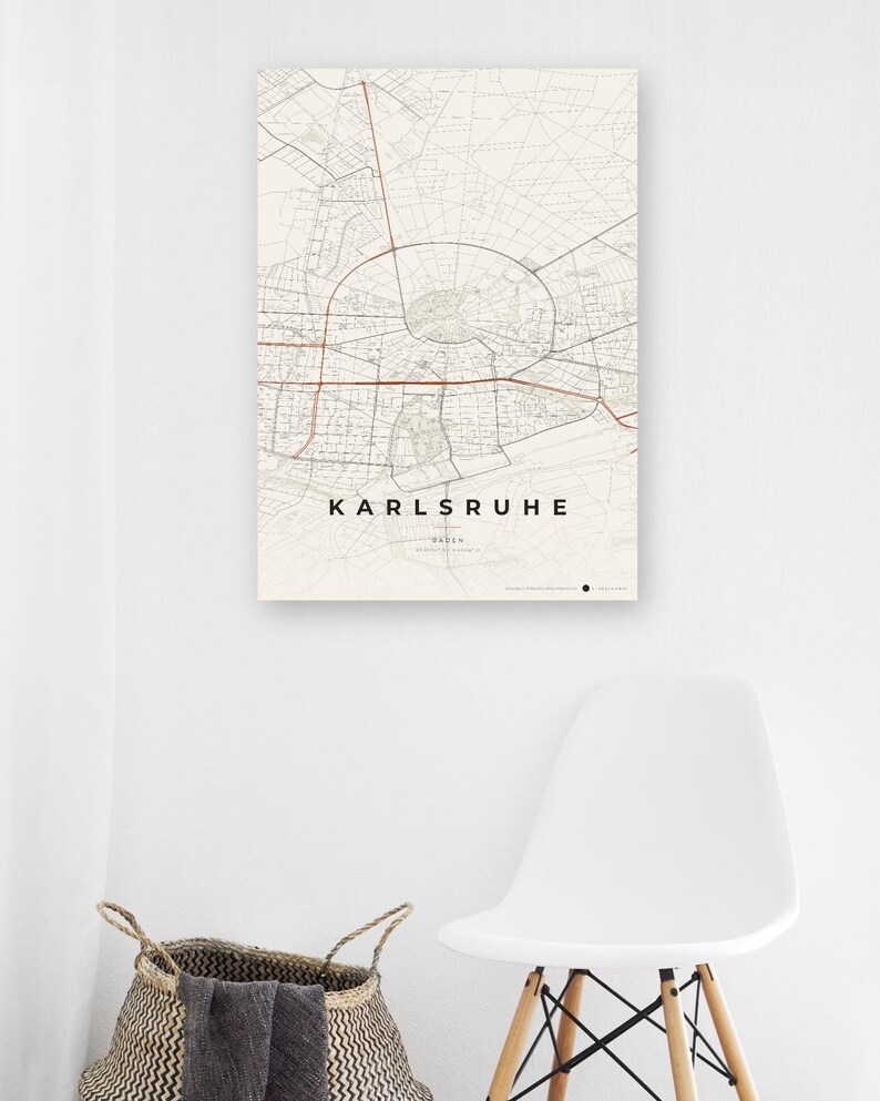 Póster del mapa de la ciudad de Karlsruhe · Baden · Mapa en 8 combinaciones de colores · Arte mural de mapas de ciudades imagen 10