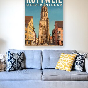 Rottweil Poster · Malerisch · Oberer Neckar · Retro Reiseplakat Schwarzes Tor, Neckartal & Kapellenturm 画像 7