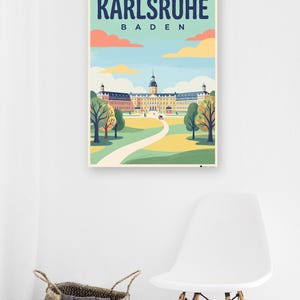 Karlsruhe Poster · Mid-Century · Baden · Retro Travel Poster Market Square & Castle image 6