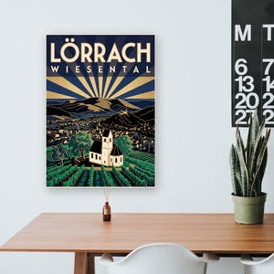 Lörrach Poster · Art déco · Wiesental · Retro Reiseplakat Burg Rötteln & Tüllinger Berg zdjęcie 8