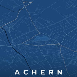 Achern City Map Poster · Ortenau · Map in 8 Color Schemes · City Map Wall Art Tiefblau & Eis