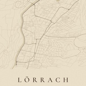 Lörrach City Map Poster · Wiesental · Map in 8 Color Schemes · City Map Wall Mural Vintage Sepia