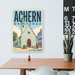 Achern Poster · Mid-Century · Ortenau · Retro Reiseplakat Nikolauskapelle & Illenau Bild 7