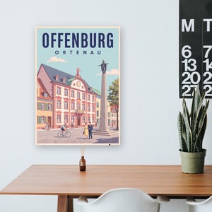 Offenburg Poster · Mid-Century · Ortenau · Retro Reiseplakat Marktplatz & Kinzig Bild 7