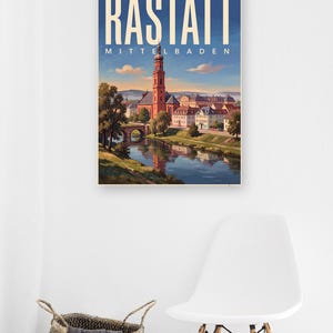 Rastatt Poster · Malerisch · Mittelbaden · Retro Reiseplakat Schloss & Murg image 6