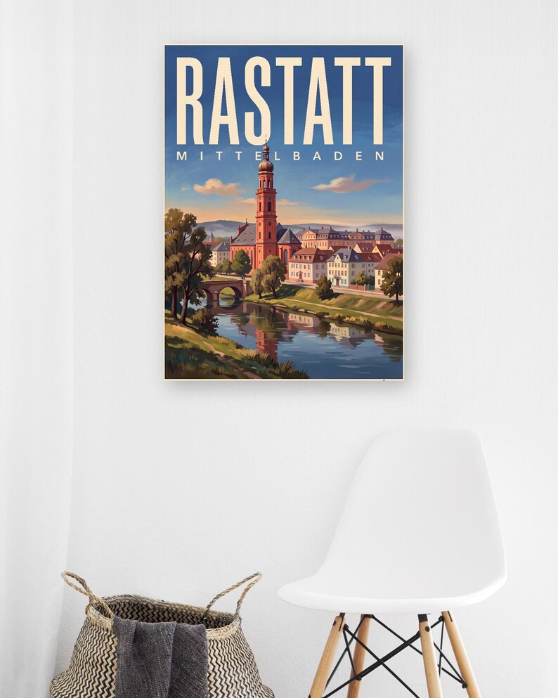 Rastatt Poster · Malerisch · Mittelbaden · Retro Reiseplakat Schloss & Murg image 6