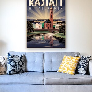 Rastatt Poster · Art déco · Mittelbaden · Retro Reiseplakat Schloss & Murg bild 4