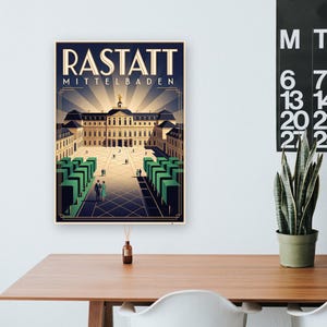 Rastatt Poster · Art déco · Mittelbaden · Retro Reiseplakat Schloss & Murg bild 7