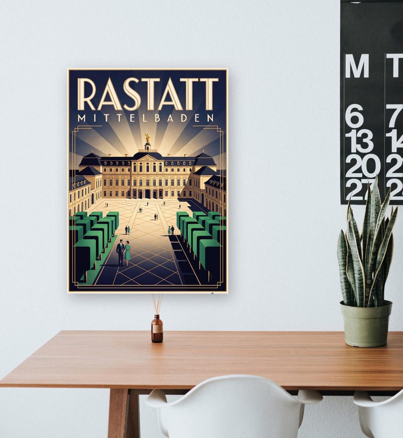 Rastatt Poster · Art déco · Mittelbaden · Retro Reiseplakat Schloss & Murg bild 7
