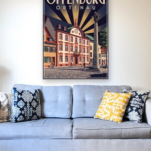 Póster de Offenburg · Art Déco · Ortenau · Póster de viaje retro Plaza del Mercado y Kinzig imagen 4