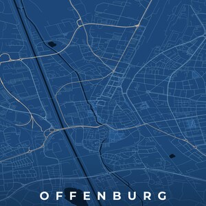 Offenburg City Map Poster · Ortenau · Map in 8 Color Schemes · City Map Wall Art Tiefblau & Eis