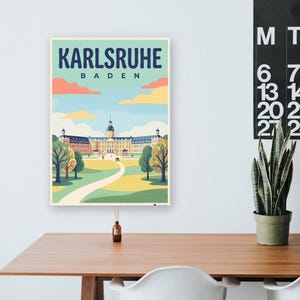 Karlsruhe Poster · Mid-Century · Baden · Retro Travel Poster Market Square & Castle image 8