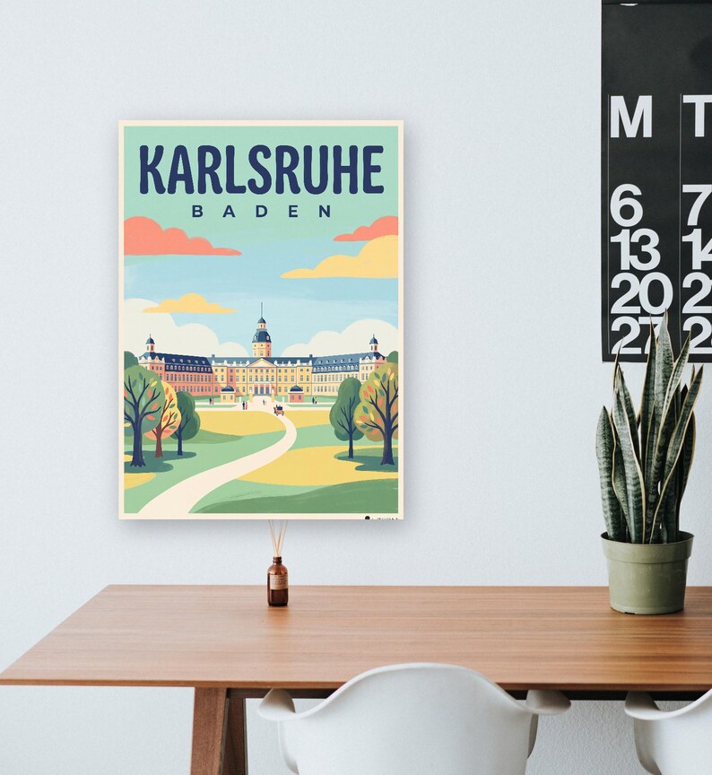 Karlsruhe Poster · Mid-Century · Baden · Retro Travel Poster Market Square & Castle image 8