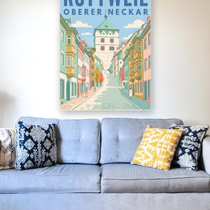 Rottweil Poster · Mid-Century · Oberer Neckar · Retro Reiseplakat Schwarzes Tor, Neckartal & Kapellenturm imagen 5