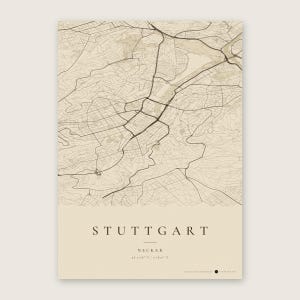 Stuttgart Stadtplan Poster · Neckar · Karte in 8 Farbwelten · Stadtkarte Wandbild Vintage Sepia