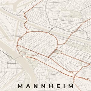 Mannheim Stadtplan Poster · Rhein-Neckar · Karte in 8 Farbwelten · Stadtkarte Wandbild Papier & Rost