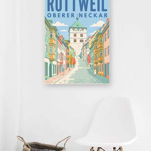 Rottweil Poster · Mid-Century · Oberer Neckar · Retro Reiseplakat Schwarzes Tor, Neckartal & Kapellenturm imagen 8