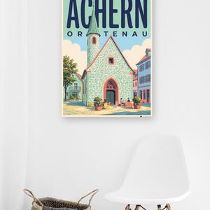 Achern Poster · Mid-Century · Ortenau · Retro Reiseplakat Nikolauskapelle & Illenau Bild 5