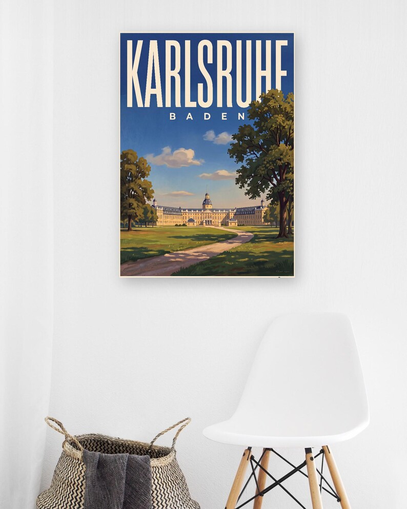 Karlsruhe Poster · Picturesque · Baden · Retro Travel Poster Market Square & Castle image 7