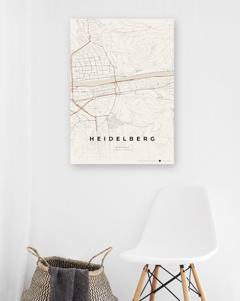 Affiche de la carte de la ville d'Heidelberg · Kurpfalz · Carte déclinée en 8 couleurs · Décoration murale de carte de la ville image 10