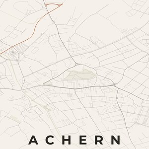 Achern City Map Poster · Ortenau · Map in 8 Color Schemes · City Map Wall Art Papier & Rost