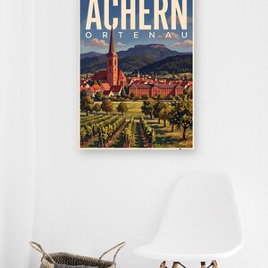 Achern Poster · Malerisch · Ortenau · Retro Reiseplakat Nikolauskapelle & Illenau 画像 6